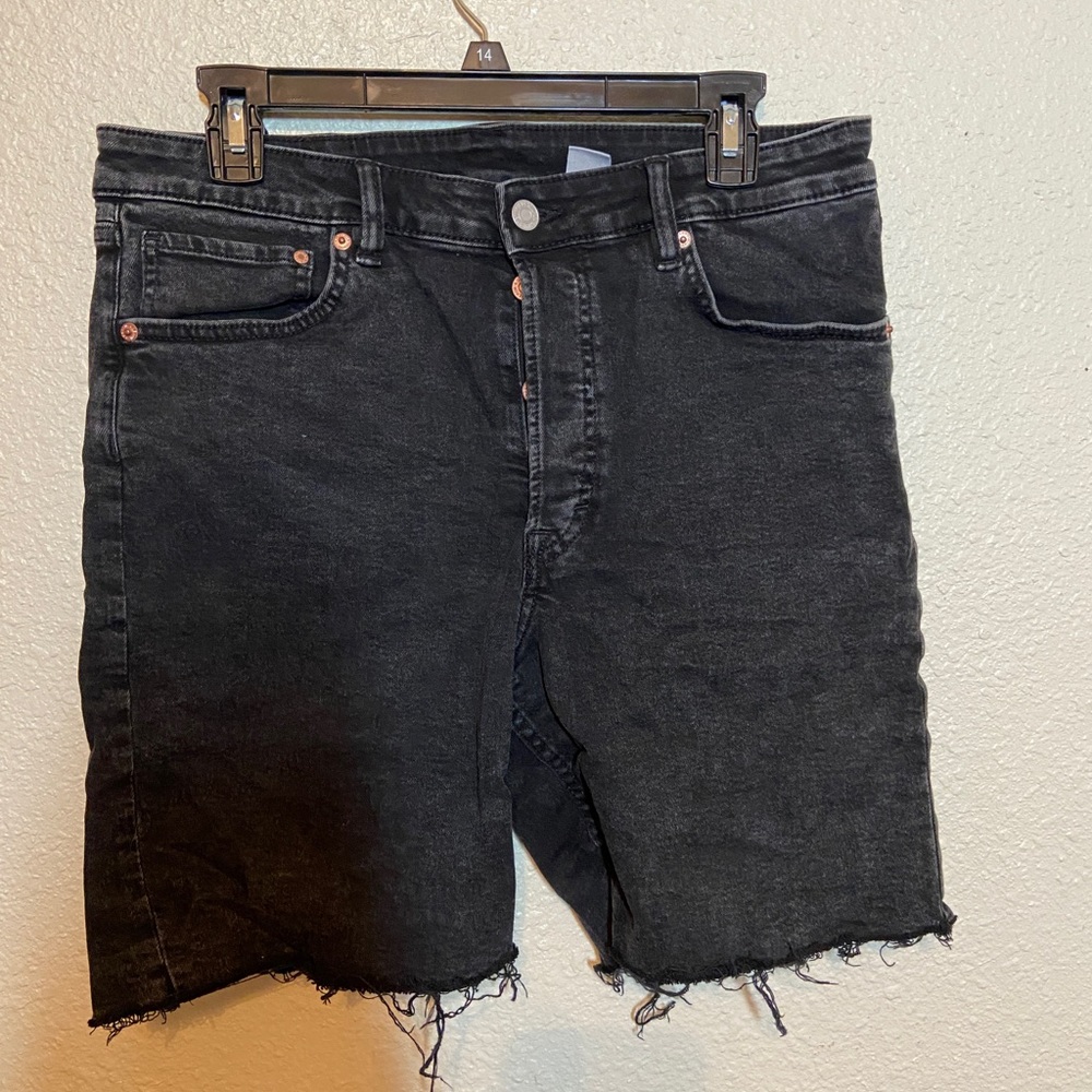 Stretchy Black Bermuda High Waisted Denim Shorts